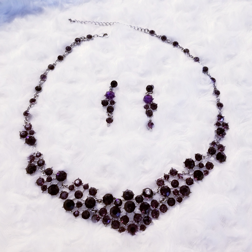 ❤SOLD❤Rhinestone Collar Bib Necklace & Earrings